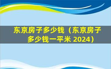 东京房子多少钱（东京房子多少钱一平米 2024）